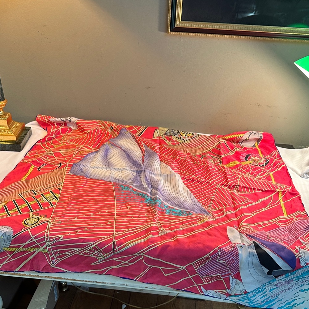 Hermès Paris Red Nautical Silk Scarf - Picture 7 of 11